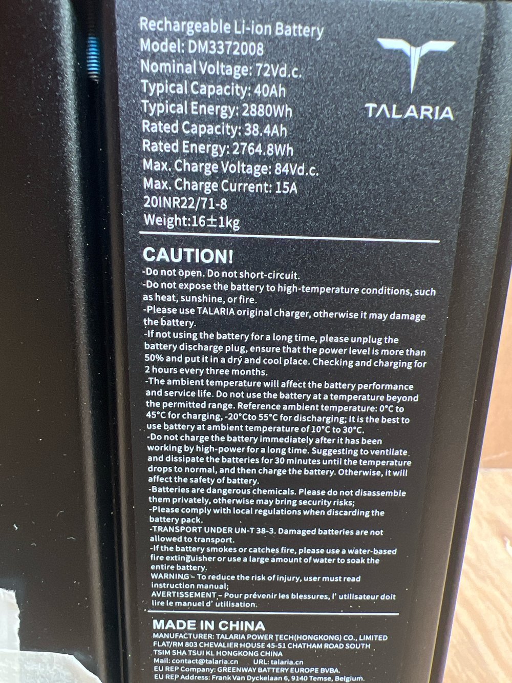 Talaria Sting 40Ah Battery - Image 2